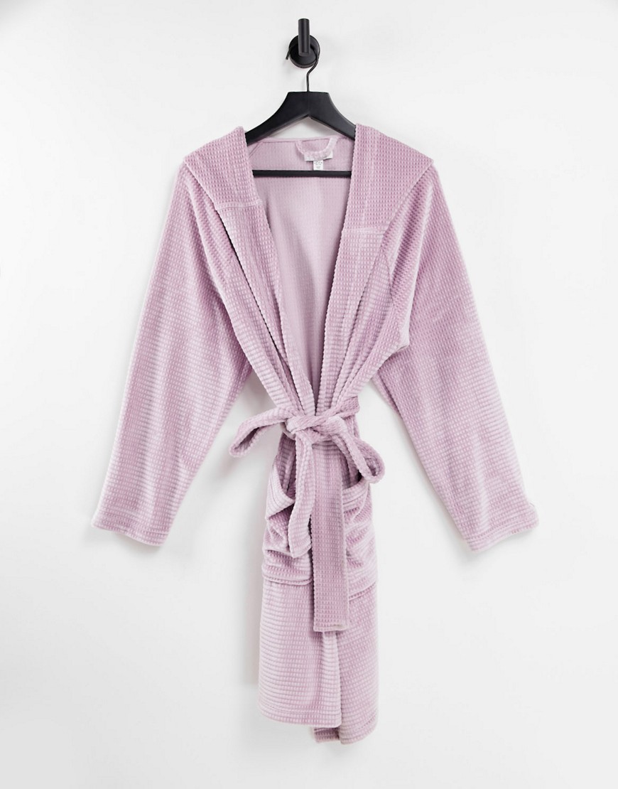 Topshop velvet waffle hooded robe-Purple