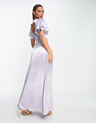 Topshop vera blend bridesmaid heart cut out back midi dress in lilac - LILAC