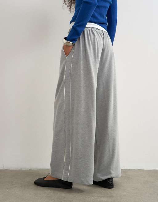 Topshop verkürzte Jogginghose mit Paspeldetail in Grau, 4 von 5