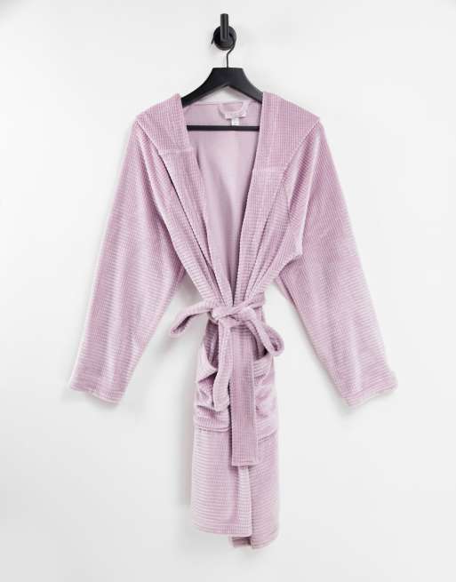 Vestaglia con cappuccio in velluto piqué Asos Donna Abbigliamento Abbigliamento per la notte Accappatoi e vestaglie 