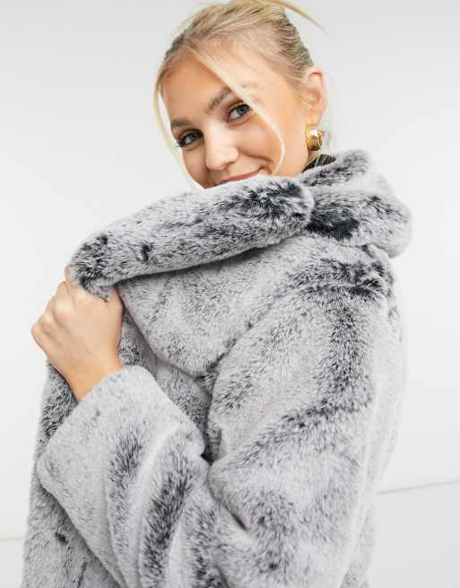 Topshop Veste bicolore en fausse fourrure Gris ASOS