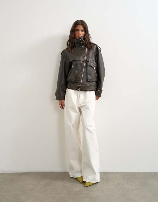 Topshop veste biker marron, 2 de 4