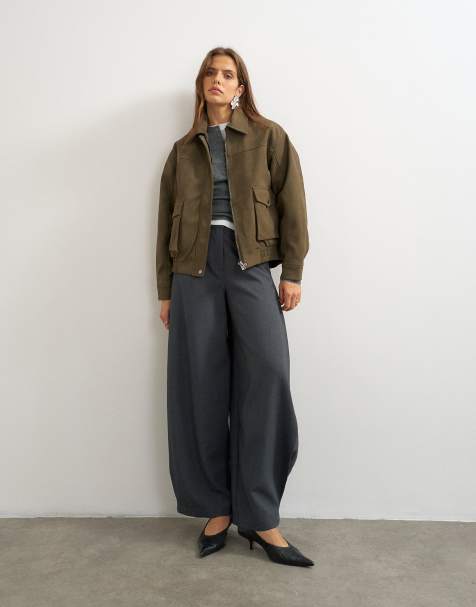 Topshop veste bomber oversize marron - view 1