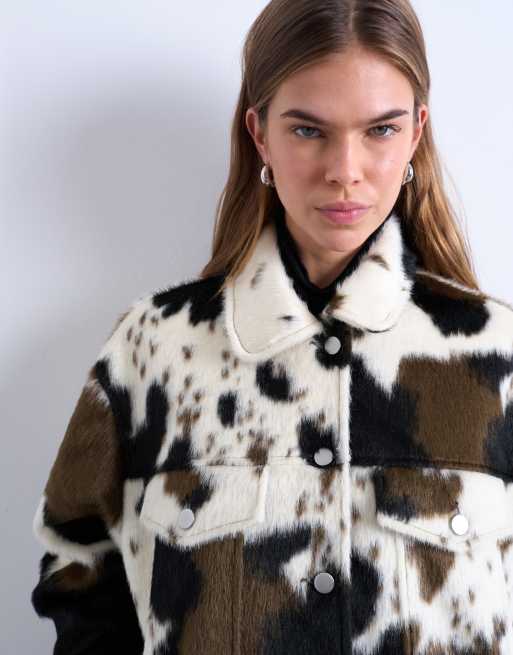 Veste Topshop En Cuir Et Fourrure Authentique - Taille S Beige - Style Moto - Neuf Sans étiquettes - Femme