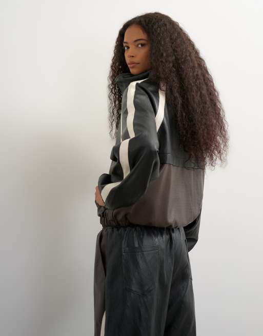 Topshop veste color block en simili cuir noire, 2 de 4