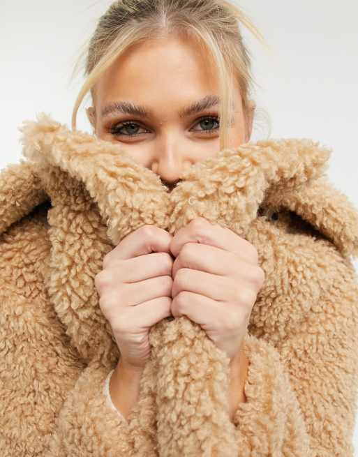 Topshop - Veste courte imitation peau de mouton - Camel, 3 de 4
