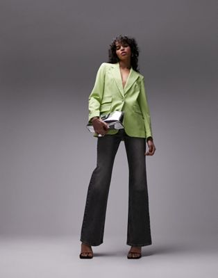 Topshop co-ord slim feminine jacket in lime  - ASOS Price Checker