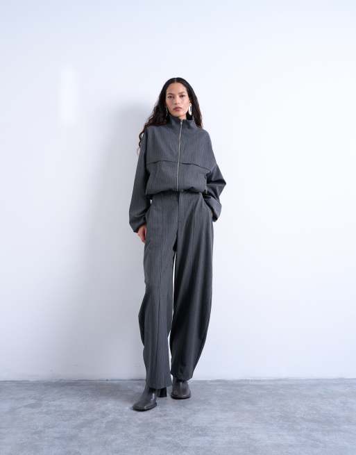 Topshop - Veste d'ensemble rayée à col cheminée - Anthracite, 3 de 4