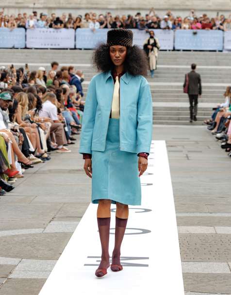 Topshop - Veste en cuir véritable de qualité supérieure - Turquoise - view 1