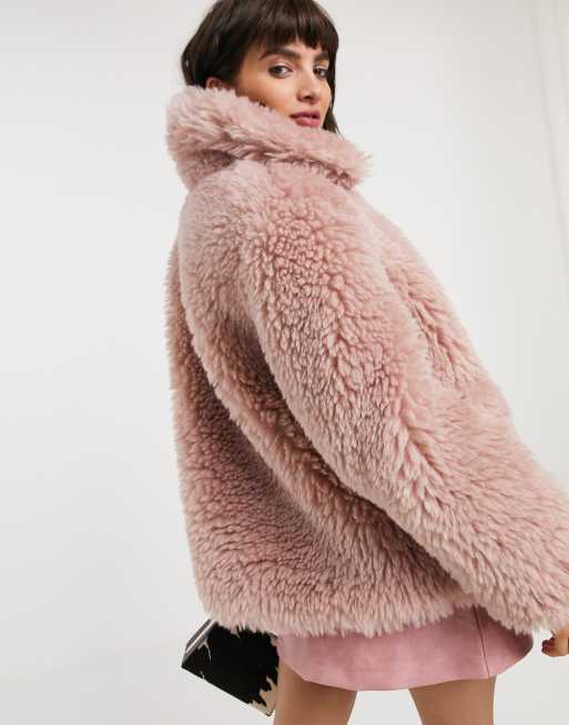 manteau peau de mouton rose