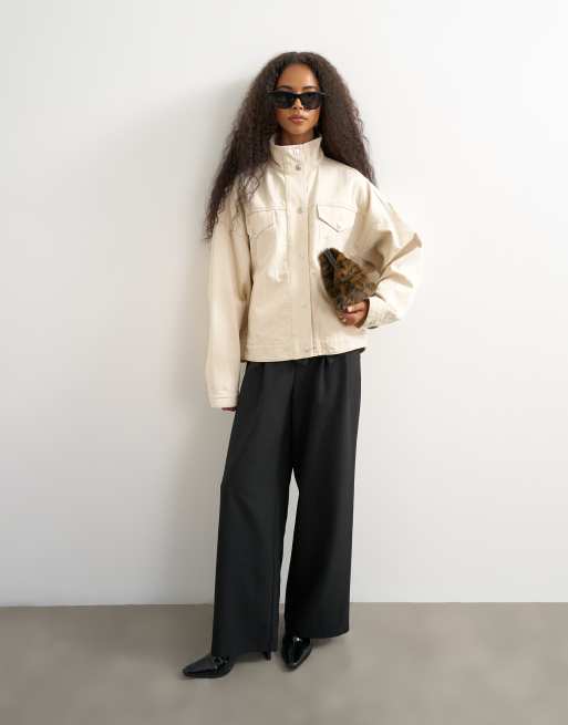 Topshop veste en jean à col cheminée naturel, 3 de 4