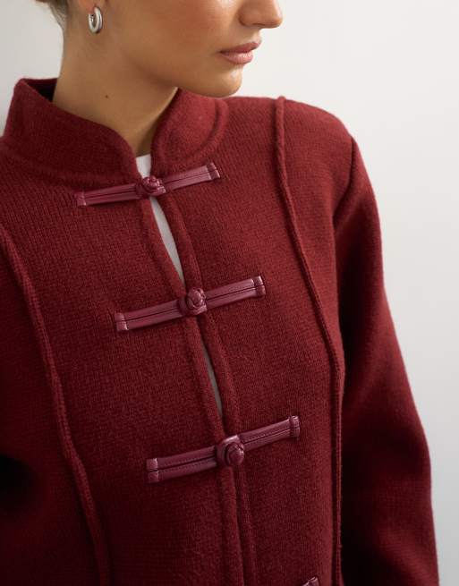 Topshop veste en maille avec détails brandebourg rouge, 3 de 4
