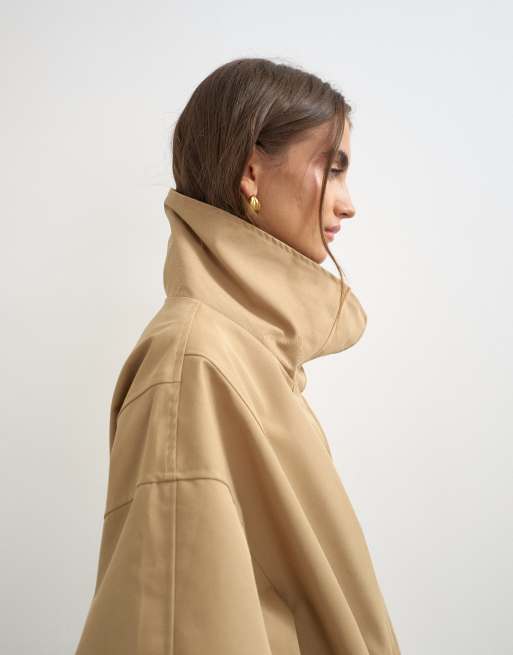 Topshop veste en sergé cintrée à la taille à col cheminée camel, 3 de 4
