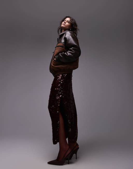 Topshop - Veste en similicuir avec coutures contrastantes - Multicolore, 4 de 4