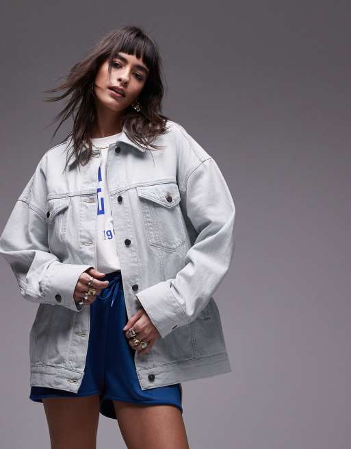 Topshop - Veste longue bouffantes en Sports jean délavé