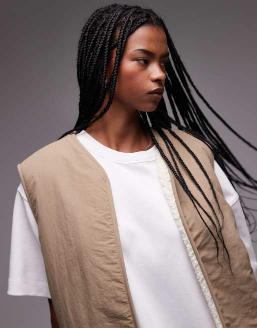 Topshop - Veste sans manches réversible en imitation peau de mouton - Écru, 4 de 4