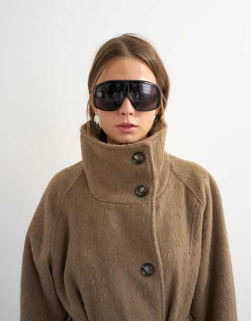 Topshop veste trench longue habillée en moka, 2 de 4