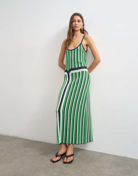 Topshop - Vestido largo a rayas azules y verdes de punto - view 1