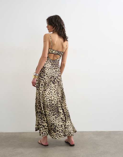 Topshop - Vestido largo con estampado de leopardo y encaje en el pecho, 4 de 4