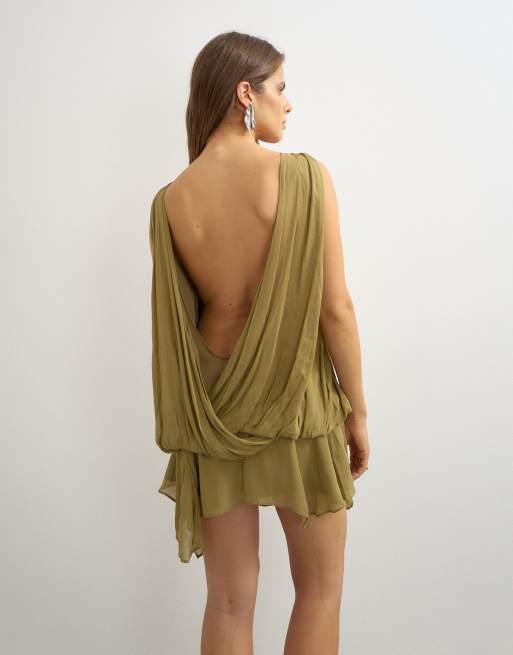 Topshop vestido mini verde con espalda abierta y aplicación de encaje, 4 de 4