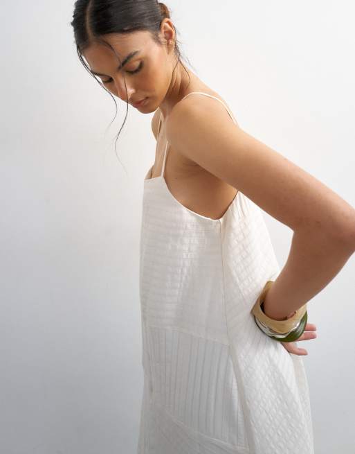 Topshop - Vestido veraniego largo blanco de tejido texturizado premium, 3 de 4