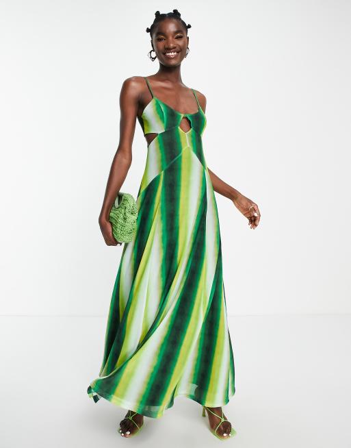 Topshop - Vestito al polpaccio tie-dye multicolore con cut-out