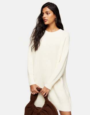 Topshop - Vestito corto girocollo in maglia avorio