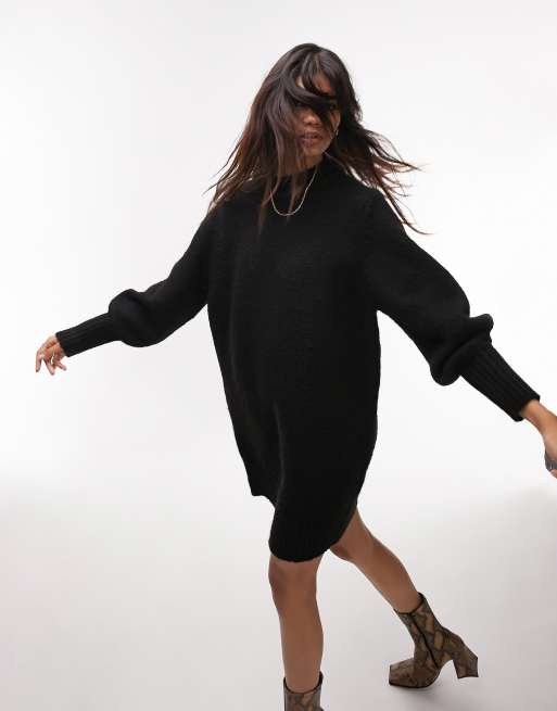 Topshop - Vestito corto girocollo in maglia nero