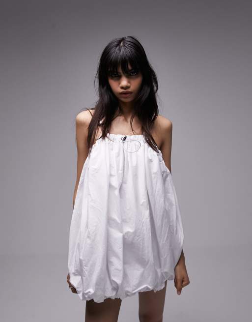 Topshop - Vestito corto premium color avorio con fondo a palloncino