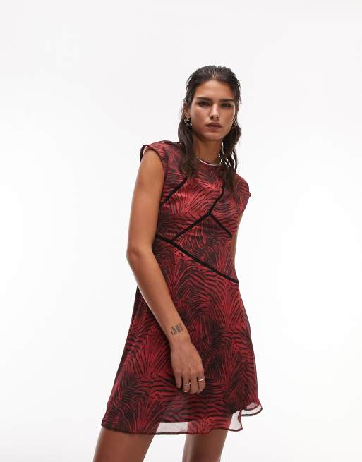 Vestito animalier rosso outlet