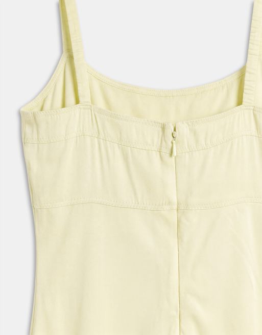 Topshop - Vestito lungo in raso giallo con cuciture e spalline sottili, 7 di 8