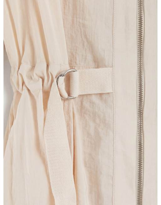 Topshop - Vestito lungo multitasche stropicciato écru con scollo a V e zip sul davanti, 7 di 11