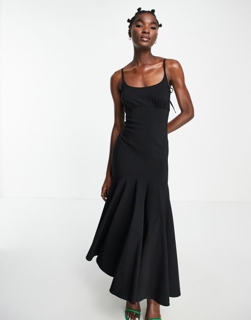 Topshop - Vestito lungo nero con spalline sottili e gonna a sirena, 4 di 4