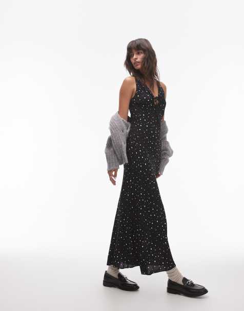 Topshop - Vestito midi a fiori con apertura a goccia sul bustino - view 1