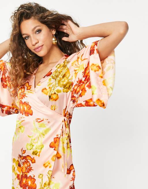 Topshop - Vestito midi a kimono con stampa a fiori , 3 di 4