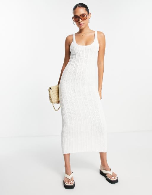 Topshop - Vestito midi color avorio con impunture
