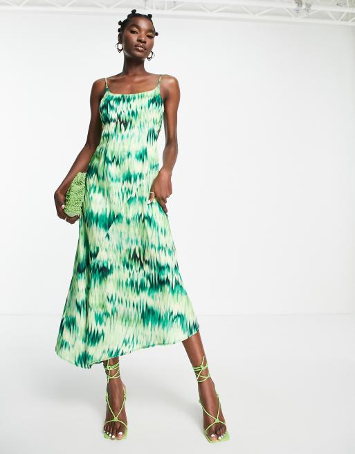 Topshop - Vestito midi da cerimonia con cut-out laterali vistosi turchese tie-dye, 2 di 4