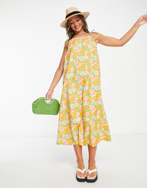 Topshop - Vestito midi da mare a fiori multicolore 