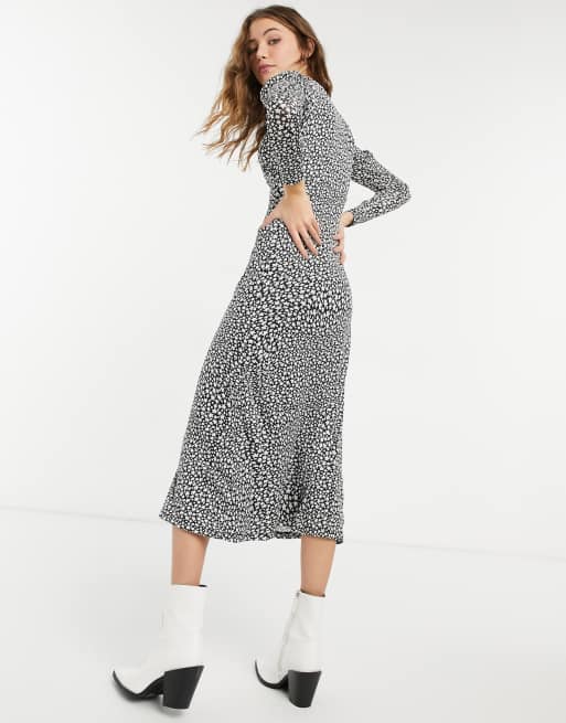 Topshop - Vestito midi monocromatico in rete con stampa di stelle, 2 di 4