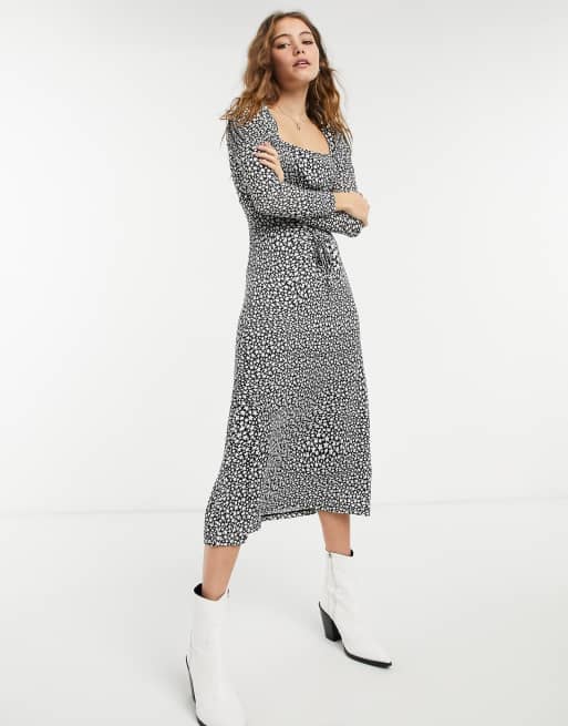 Topshop - Vestito midi monocromatico in rete con stampa di stelle, 4 di 4
