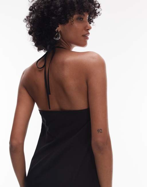 Topshop - Vestito midi nero allacciato al collo, 2 di 4