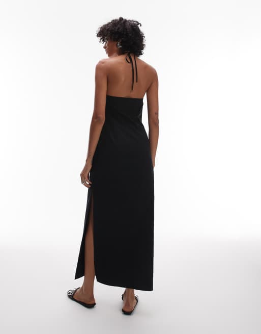 Topshop - Vestito midi nero allacciato al collo, 4 di 4