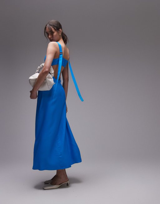 Topshop - Vestito sottoveste blu intenso con fibbia sul retro