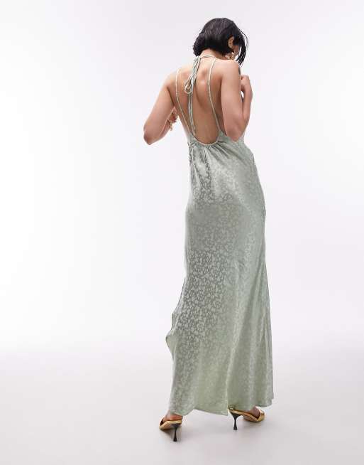 Topshop - Vestito sottoveste corto in jacquard salvia a cuori