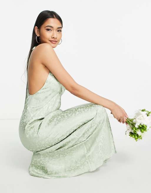 Topshop - Vestito sottoveste corto in jacquard salvia a cuori, 4 di 4