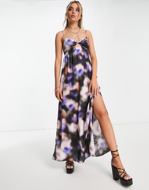 Topshop - Vestito sottoveste in poliestere tie-dye con increspature sul retro - MULTI