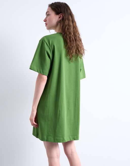 Topshop - Vestito T-shirt premium oversize verde a maniche corte, 4 di 4