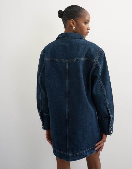 Topshop vestito western anni '80 con spalle marcate lavaggio scuro, 4 di 4