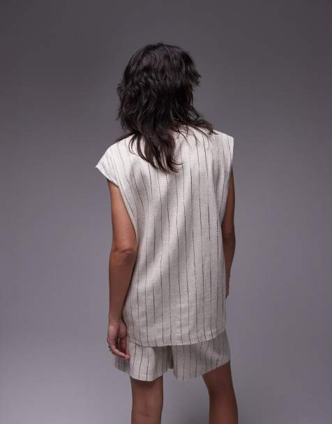 Topshop - Veston oversize à surpiqûres - Écru - view 1