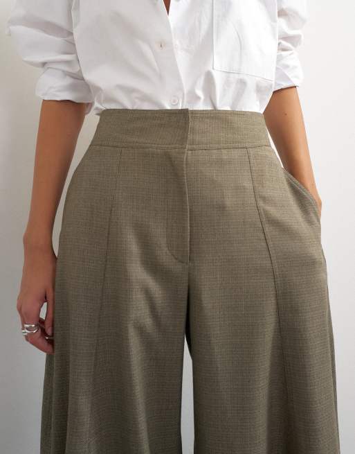 Topshop vida flödande byxor i taupe-melerad, 3 av 5